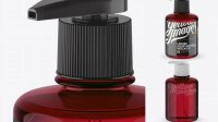 6594+ Red Liquid Soap Bottle with Pump PSD Mockup Halfside View High Resolution