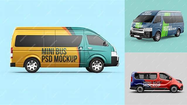 6596+ Mini Bus Mockup Free High-Quality Editable PSD