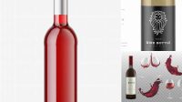 6597+ 375ml Clear Glass Red Wine Bottle PSD Mockup Professional Quality PSD Freebie