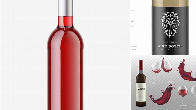 6597+ 375ml Clear Glass Red Wine Bottle PSD Mockup Professional Quality PSD Freebie