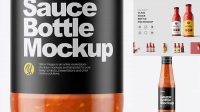 6597+ Clear Glass Bottle with Sweet and Sour Sauce PSD Mockup Exclusive Digital PSD Resource