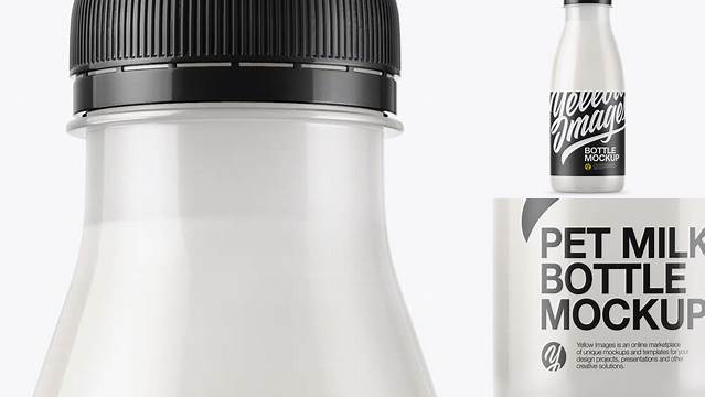 6597+ Glossy Plastic Dairy Bottle With Paper Label PSD Mockup Unique Free Photoshop Files