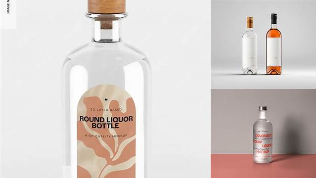 6598+ Orange Glass Liquor Bottle PSD Mockup Customizable Design Files