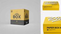 6598+ Square Paper Box PSD Mockup Front View High Angle Shot Digital Resource Free Download