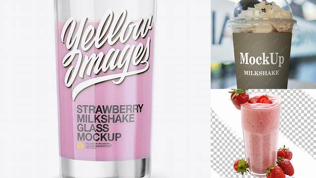 6599+ Glass With Strawberry Milkshake PSD Mockup Custom Design Freebie PSD