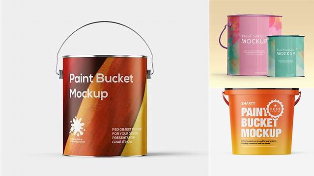 6599+ Matte Paint Bucket PSD Mockup Editable Mockup PSD