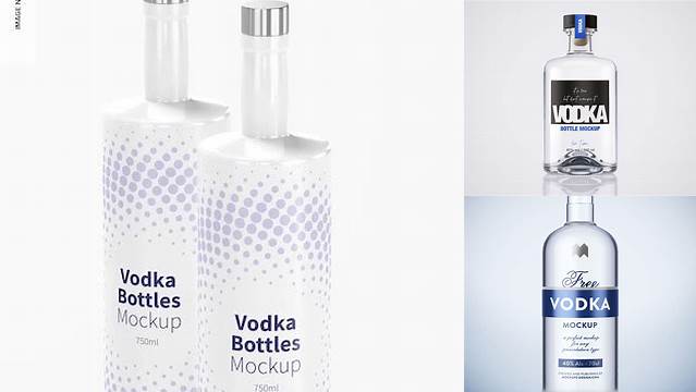 6601+ Glass Bottle for Vodka PSD Mockup Front View Creative Free Photoshop Template