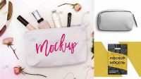 6603+ Glossy Cosmetic Bag PSD Mockup Front View Versatile Photoshop File