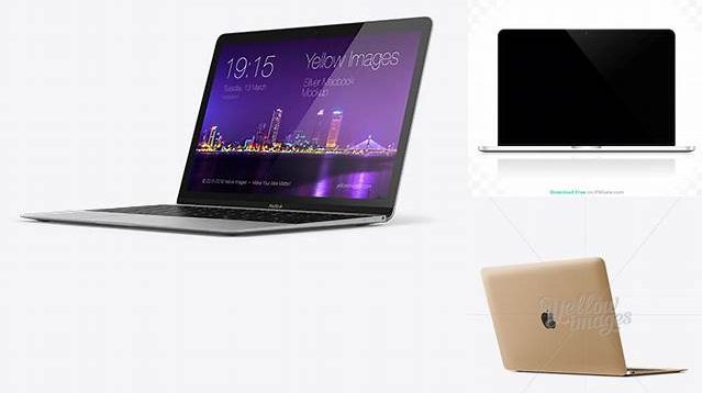 6604+ Apple MacBook Silver PSD Mockup 3/4 Right View Modern Design PSD Resource Free Download