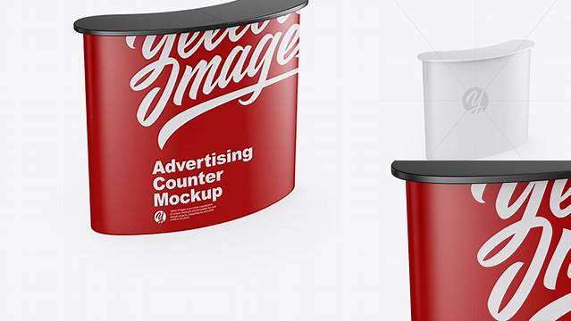 6604+ Matte Advertising Counter PSD Mockup Half Side View High-Angle Shot Creative High-Resolution PSD Freebie