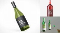 6605+ Green Glass Bottle With Red Wine PSD Mockup High-Quality PSD Files