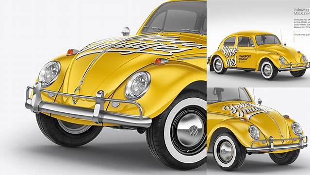 6605+ Volkswagen Beetle PSD Mockup Half Side View High-End Creative PSD Template