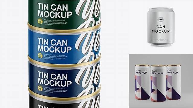 6606+ 5oz Cans PSD Mockup Front View Stylish Free PSD