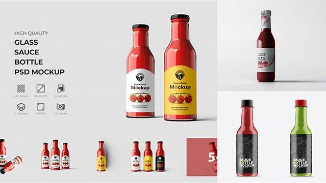 6606+ Glossy Sauce Bottle PSD Mockup Free Graphic Mockup PSD