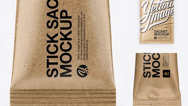 6607+ Kraft Sachet PSD Mockup Front View Smart PNG Image