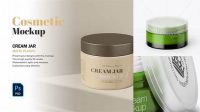 6610+ Green Cream Jar With Transparent Cap PSD Mockup High-Angle Shot Layered Photoshop Template