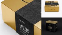 6612+ Metallic Box with Label PSD Mockup High-Angle Shot Best Free Mockup PSD