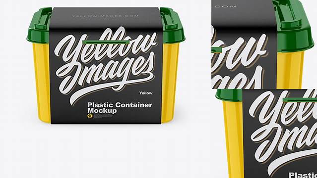 6619+ Glossy Plastic Container with Label PSD Mockup Front View High Angle Shot PSD for Creative Projects