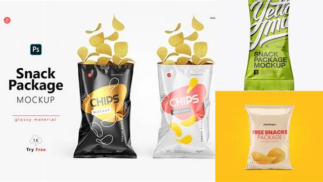 6622+ Glossy Snack Package PSD Mockup Hero Shot Smart PNG Image