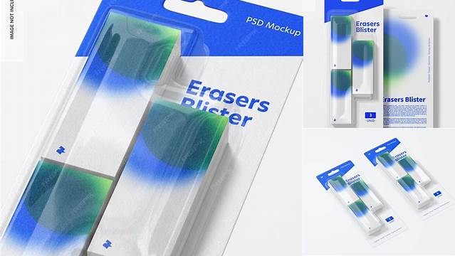 6623+ Erasers Blister Pack PSD Mockup Downloadable PSD Design Template