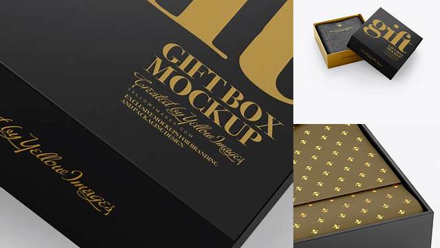 6624+ Opened Glossy Box PSD Mockup High-Angle Shot Easy-to-Use PSD Template