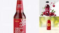 6627+ 330ml Cherry Juice Bottle PSD Mockup Fully Customizable Photoshop Freebie