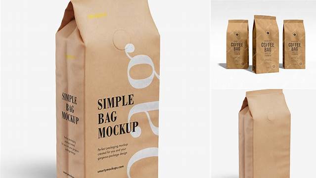 6629+ 1kg Kraft Paper Coffee Bag PSD Mockup Unique High-Resolution PSD