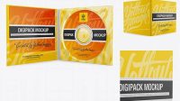 6631+ Open Digipak PSD Mockup Front and Back Views Smart Editable Design Mockup