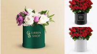 6637+ Round Flower Box PSD Mockup 3/4 View Professional Editable Freebie PSD