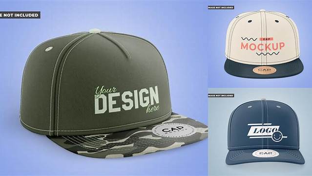 6643+ Snapback Cap with Sticker PSD Mockup Left Side View Layered PSD File Free Download