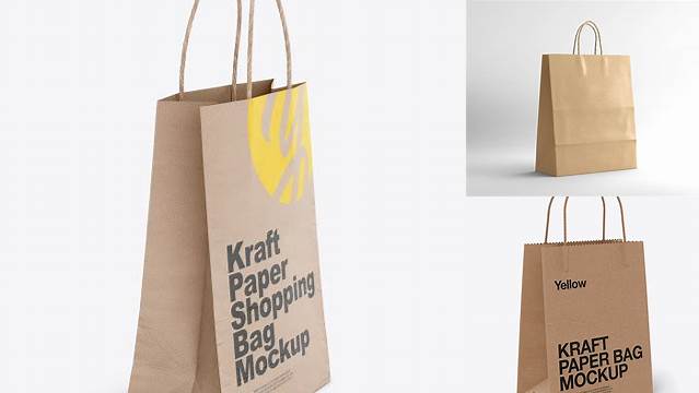 6644+ Kraft Shopping Bag Half Side View High-Quality Digital Mockup Resource