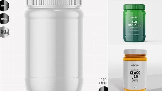 6645+ Glossy Plastic Jar PSD Mockup Front View High-End PSD Download