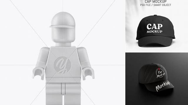 6645+ Mini Figure Wearing Cap PSD Mockup Versatile Mockup for Designers