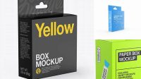 6646+ Glossy Paper Box with Hang Tab PSD Mockup Half Side View High Angle Shot Free Design Resource