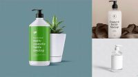 6647+ 1000ml Plastic Bottle with Pump PSD Mockup Digital Photoshop Free Mockup