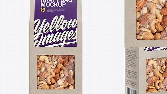 6648+ Kraft Paper Box with Mix Of Nuts Front View Custom Graphic Resource Free Download