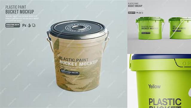 6649+ Matte Plastic Bucket PSD Mockup Front View High -Angle Shot Premium Quality PSD Freebie