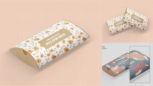 665+ Paper Pillow Box PSD Mockup Custom Design Freebie PSD