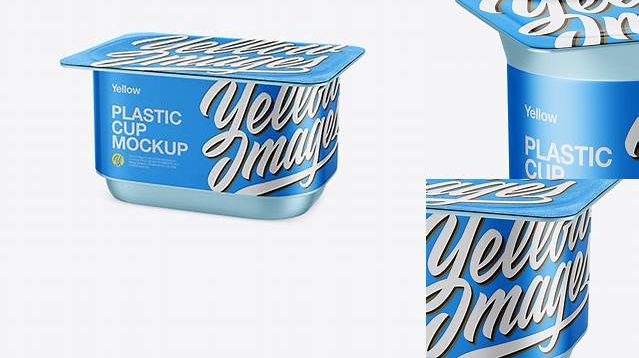 6652+ Metallic Yoghurt Cup PSD Mockup Half Side View Creative Digital PSD Download