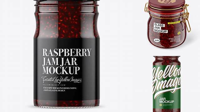 6653+ Clear Glass Raspberry Jam Jar PSD Mockup Download Free Premium Design PSD