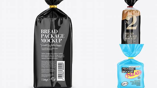 6656+ Glossy Bread Package With Clip PSD Mockup Back View PSD for Creative Projects