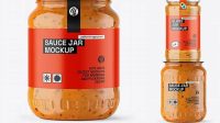 6657+ Clear Glass Chipotle Sauce Jar PSD Mockup Fully Customizable Photoshop Freebie