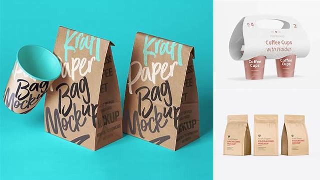 6657+ Kraft Coffee Holder PSD Mockup Premium Quality PSD Freebie