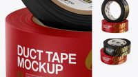 6658+ Two Matte Duct Tape Rolls PSD Mockup Front View Versatile and Elegant PSD File