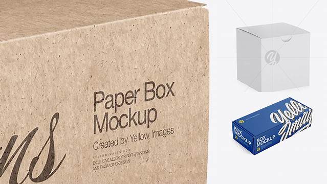 6661+ Paper Box PSD Mockup Half-Side View High Angle Shot High-Quality Digital Mockup Resource