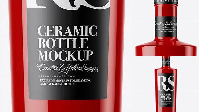 6662+ 700ml Glossy Ceramic Bottle PSD Mockup For Free Download