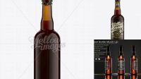 6663+ 75cl Dark Craft Beer Bottle PSD Mockup / Amber Glass Free PSD for Creatives