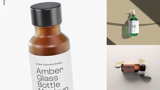 6663+ Amber Glass Bottle PSD Mockup Smart PNG Image