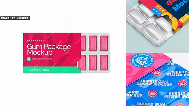 6663+ Chewing Gum in Blister Package PSD Mockup Bottom Half-side View Editable Design PSD File