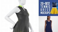 6664+ Women’s Tennis Dress PSD Mockup Side View Free Editable Photoshop Template